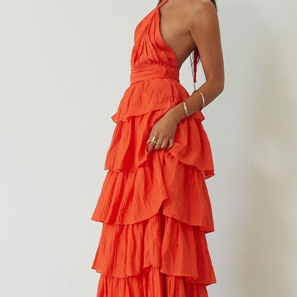 Olivaceous: Like You Mean It Maxi Dress Orange Size M BWT